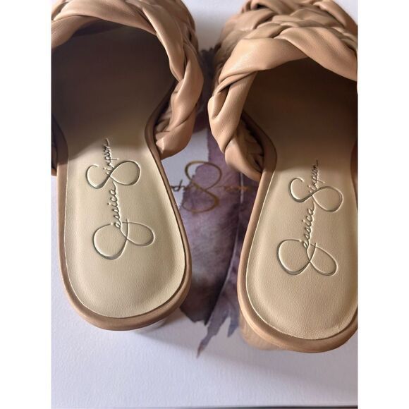 Jessica Simpson Tan Neutral Woven/Braided Wood Platform Heels - Picture 6 of 9